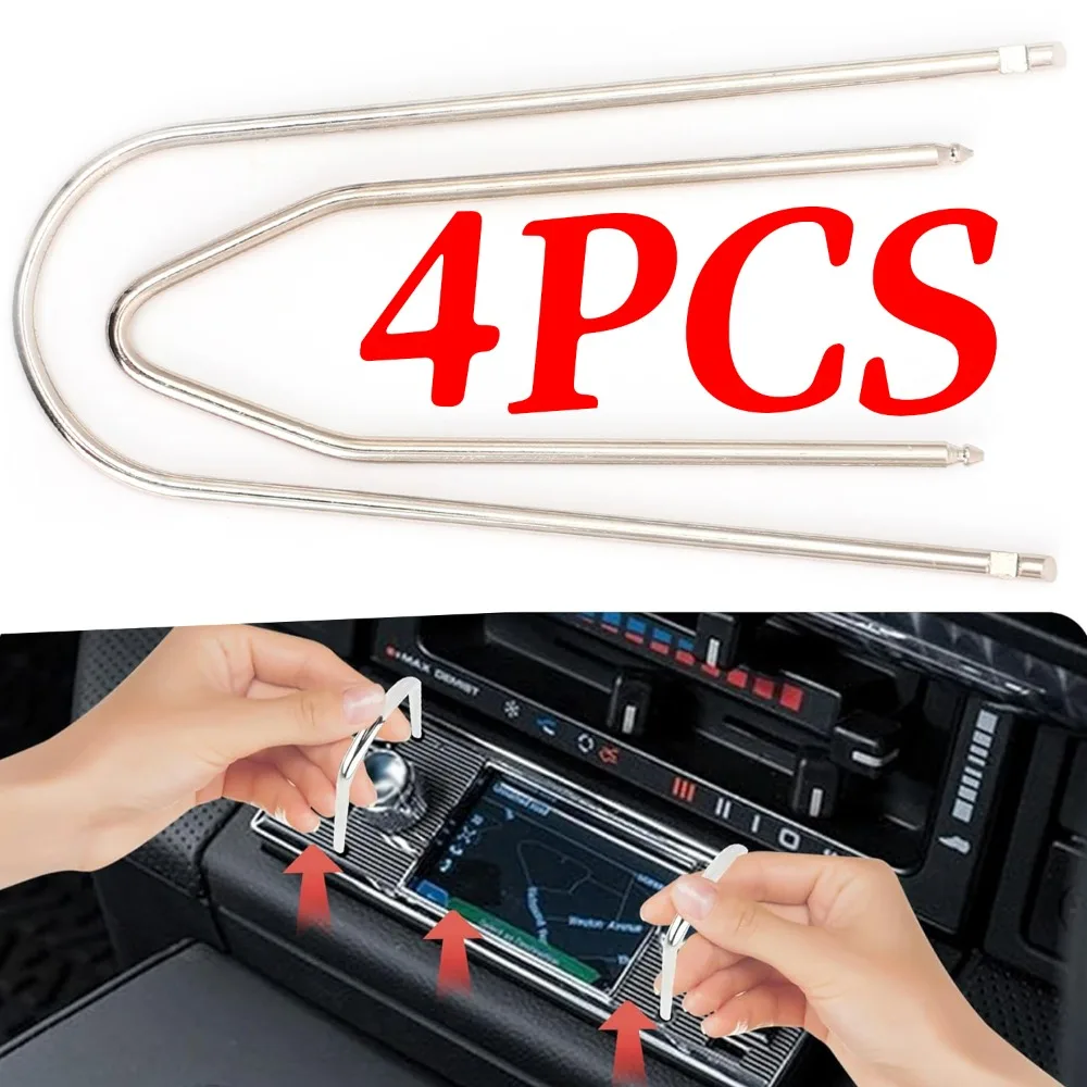 

4pcs Car Audio Removal Key Tools Radio Stereo Head Unit Release Disassembly Tool Kit Stainless Steel for Ford Peugeot Renault