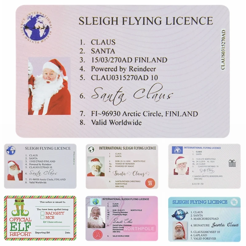 

5/10pcs Creative Santa Claus Flight License Christmas Eve Driving Licence for 2022 New Year Xmas Party Gift Decorations Navidad