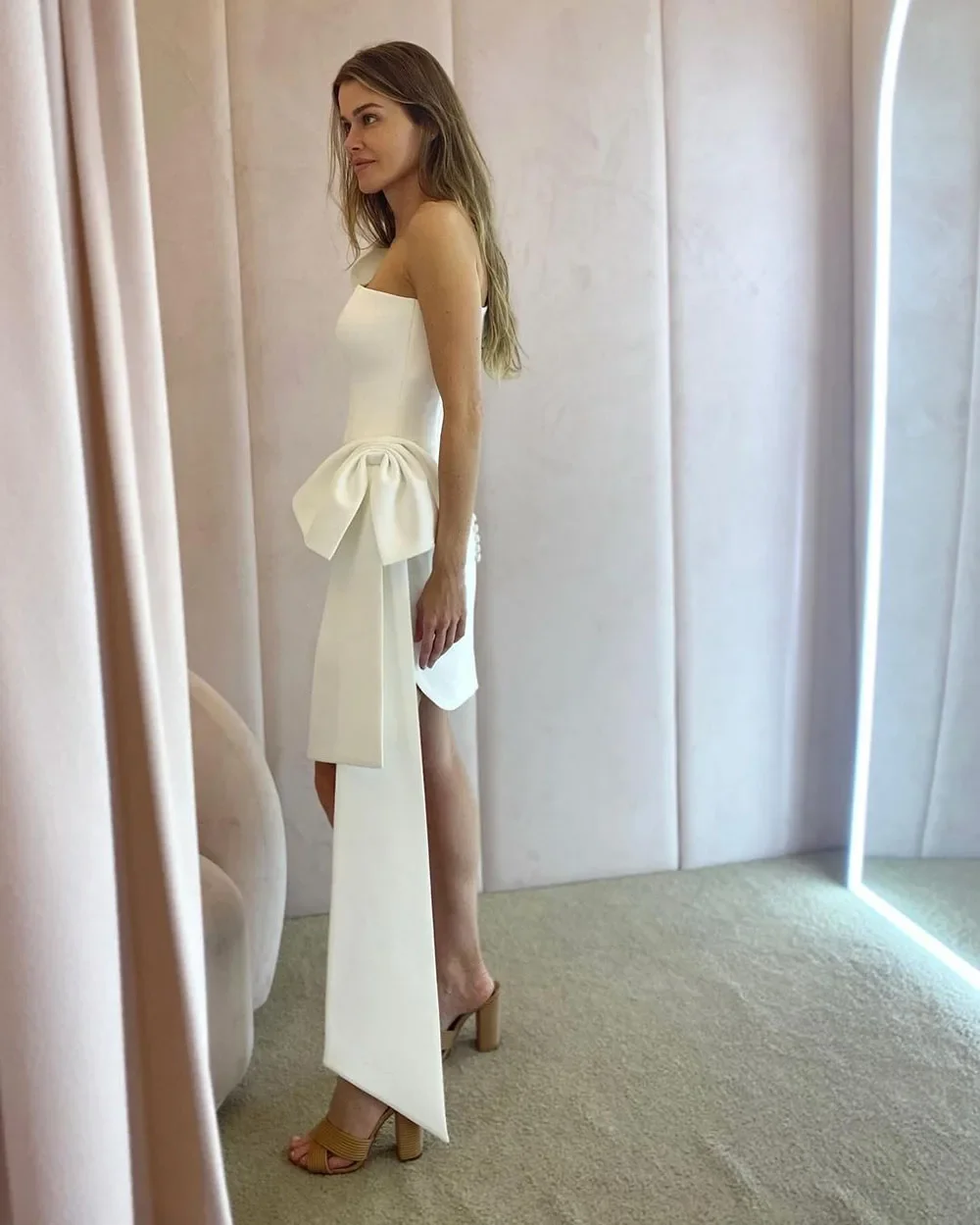 Short Wedding Dresses For Women One Shoulder Bow Wedding Party Dress Mini Formal Banquet Gown 2024 Bride Dress Evening dresses