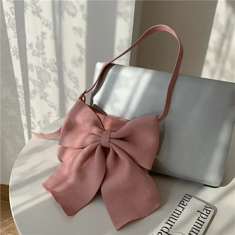 Spring Summer 2023 Purses and Handbags Lovely and Sweet Big Bow Shoulder Women Bags Casual Open Pocket Lolita Bags