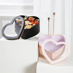 2pcs Heart Shaped Flower Box Floral Gift Boxes with Transparent Window Lids Luxury Flower Arrangements Valentines Day Jewe