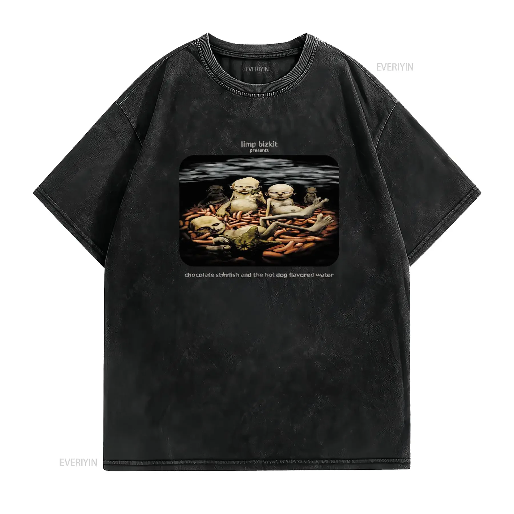 Limp Bizkit Inspired Chocolate Starfish Hot Dog Flavored Water T Shirt Iconic Album Logo Print Casual Round Neck All vintage