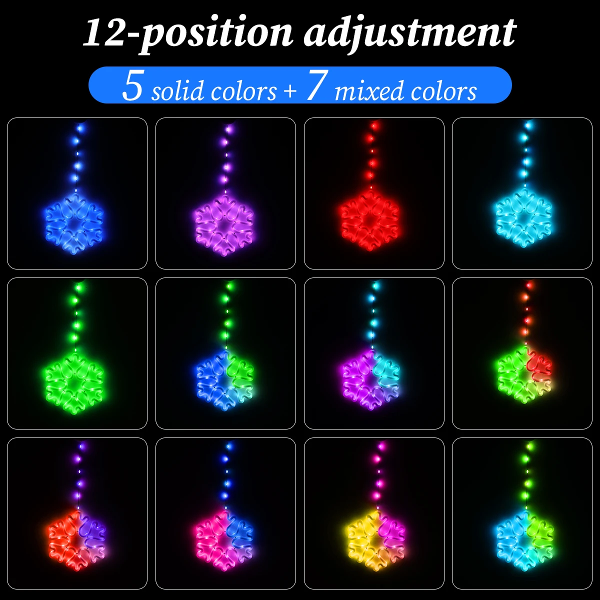 Warm/Multi-color  Window Snowflake Lights, 8/12 Lighting Modes, Battery Powered LED Snowflake lights for Christmas,Holiday