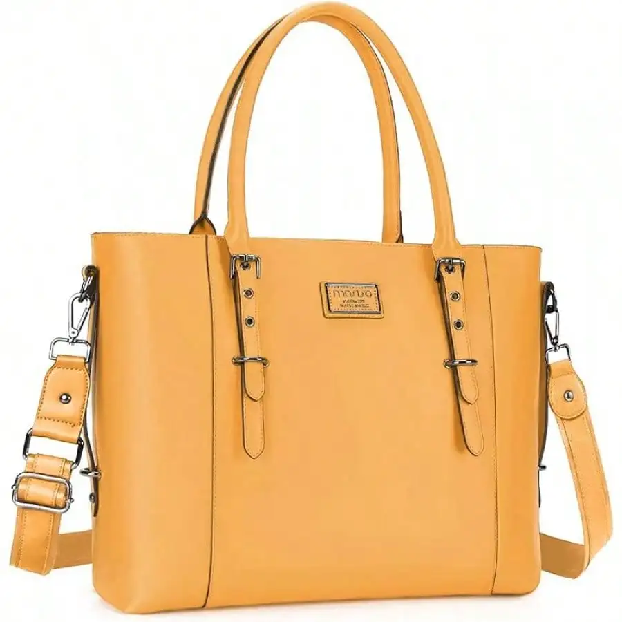 

PU Leather Laptop Tote Bag Women, Waterproof Large Capacity Business Work Briefcase Shoulder Laptop Bag
