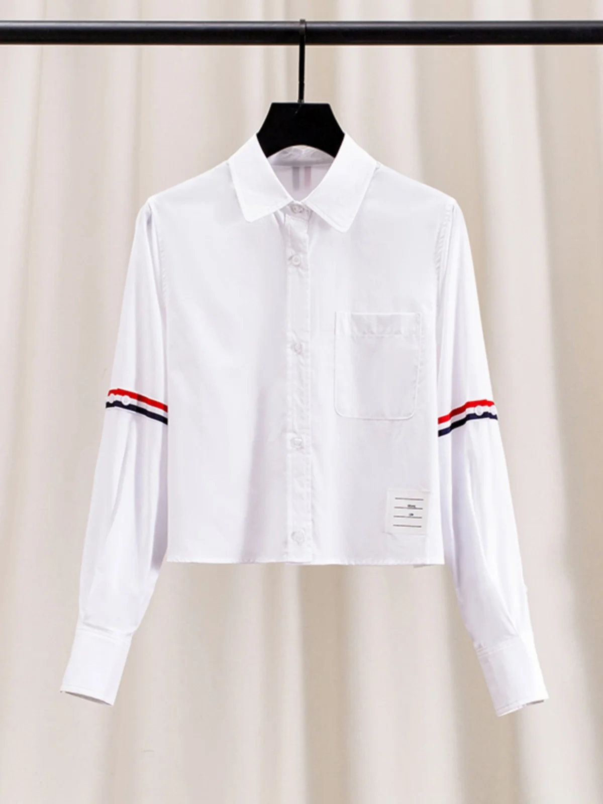 

High Quality Pure Cotton White Shirt Women's Short Style Long Sleeve Korean Drama 2026 New Top Quality Japanese College Style