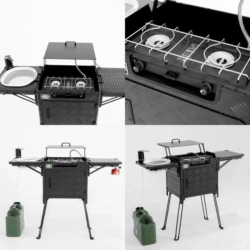 Foldable Aluminum Dual Burner Camping Stove Compact Portable Kitchen System for Car Luggage Off Road Travel Outdoor Cooking