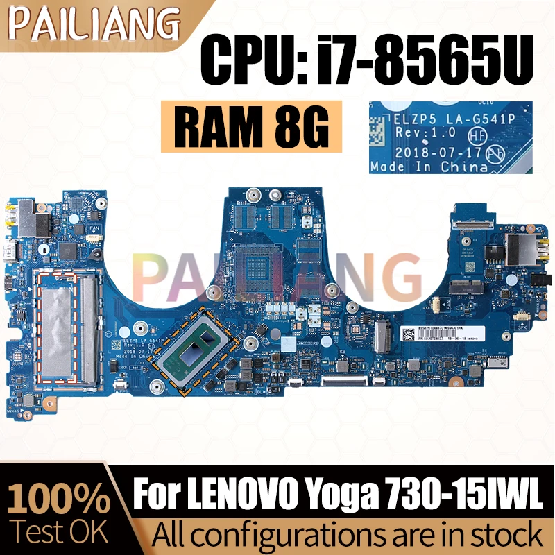 Imagem -02 - Laptop Mainboard para Lenovo Yoga 73015iwl Completo Testado La-g541p Srejp I78565u 5b20t04937