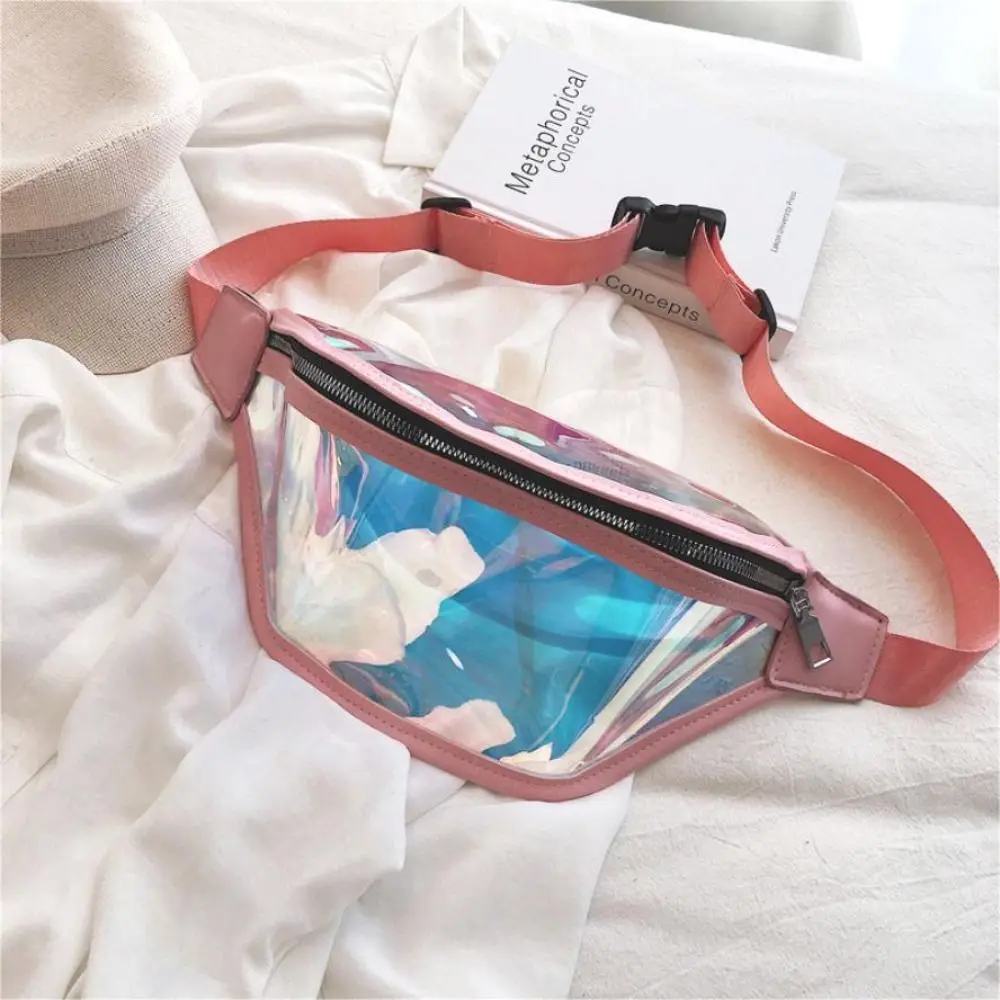 بولي كلوريد الفينيل شفافة الخصر حقيبة الرياضة حزمة مراوح Crossbody حقيبة الهاتف حقيبة الكتف الليزر حزمة مراوح الرجال حقيبة امرأة الخصر Packss