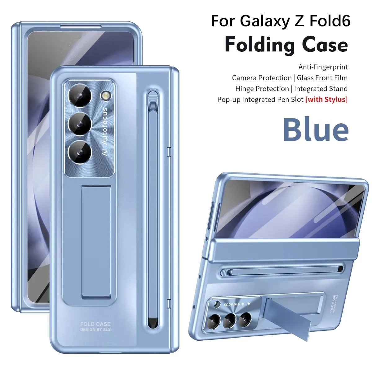 

Folding Cover Tempered Glass Film Stand Case For Samsung Galaxy Z Fold 6 5 4 3 Original With Touch Pen 360 Full Protection Hinge