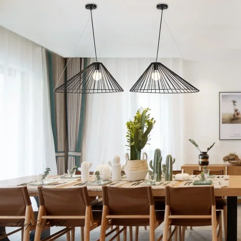 Black Postmodern Pendant Lights Iron  Vertigo Suspension Dining Room Luminaire Steel Lamp for Living Room Decoration