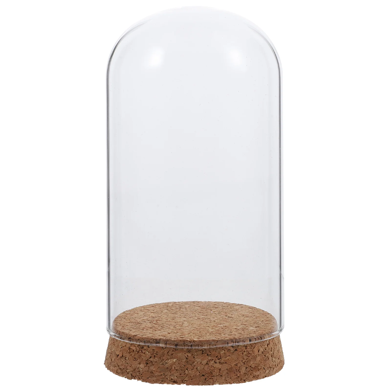 Preserved Flower Glass Cover Decorative Dome Flat Cork Base Indoor Desktop Decor Clear Preserved Flower Holder