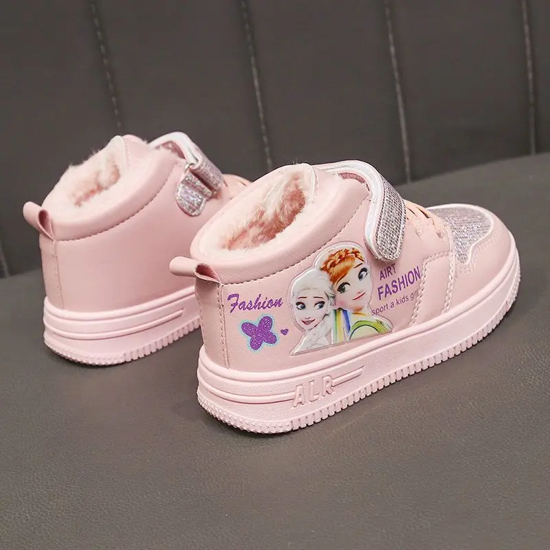 

Disney Children's Shoes Plush Thickened Winter Warm Shoes Children's Girls' Board Baby Cotton Shoes Ankle Boots Size 26-37