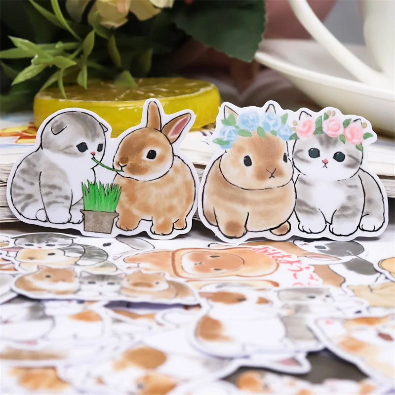 38pcs Cute Kawaii Rabbit Stickers For Phone Car Label Decorative Stationery Stickers Scrapbooking DIY Diary Album Toy Sticker