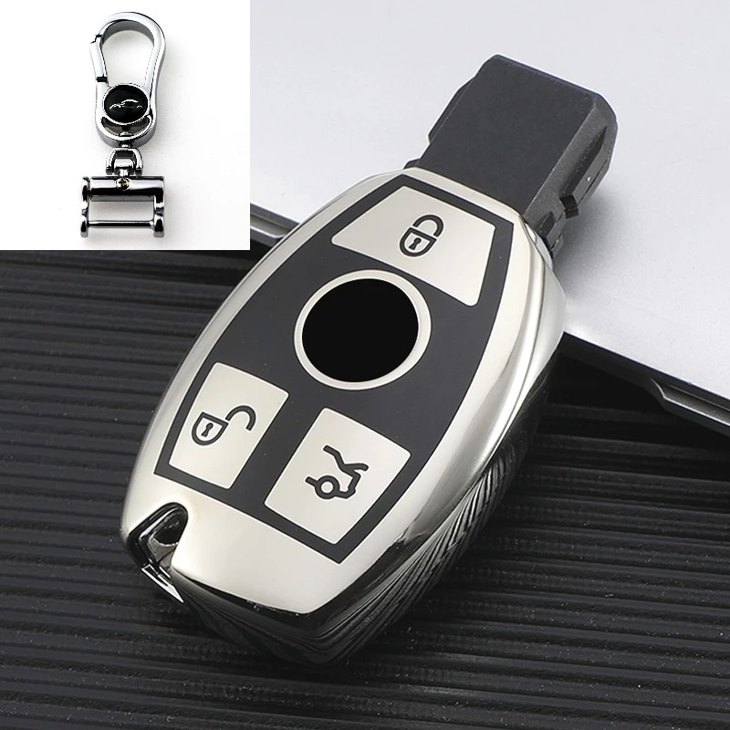 For Mercedes Benz CLA GLC GLA GLK W203 W210 W211 W204 W176 A B C R Class AMG Key Case Cover Holder Fob Casing Bag view 4
