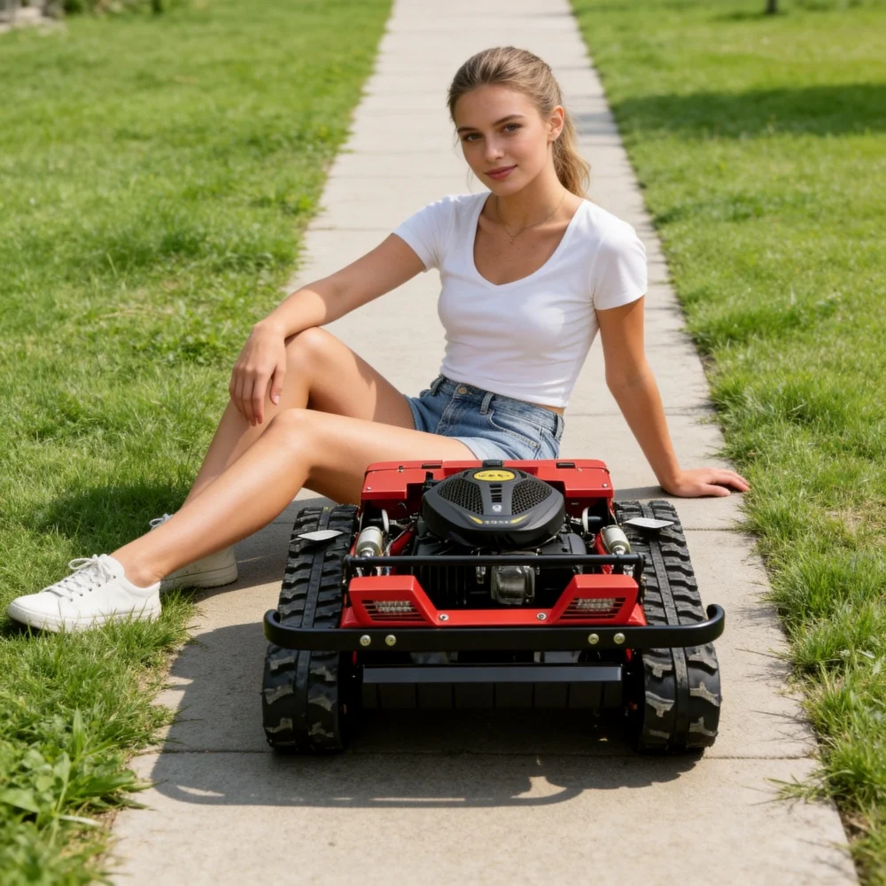 Ferngesteuerter Rasentraktor: Kabelloser Elektro-Rasenmäher mit einfachem Design für jedes Gelände