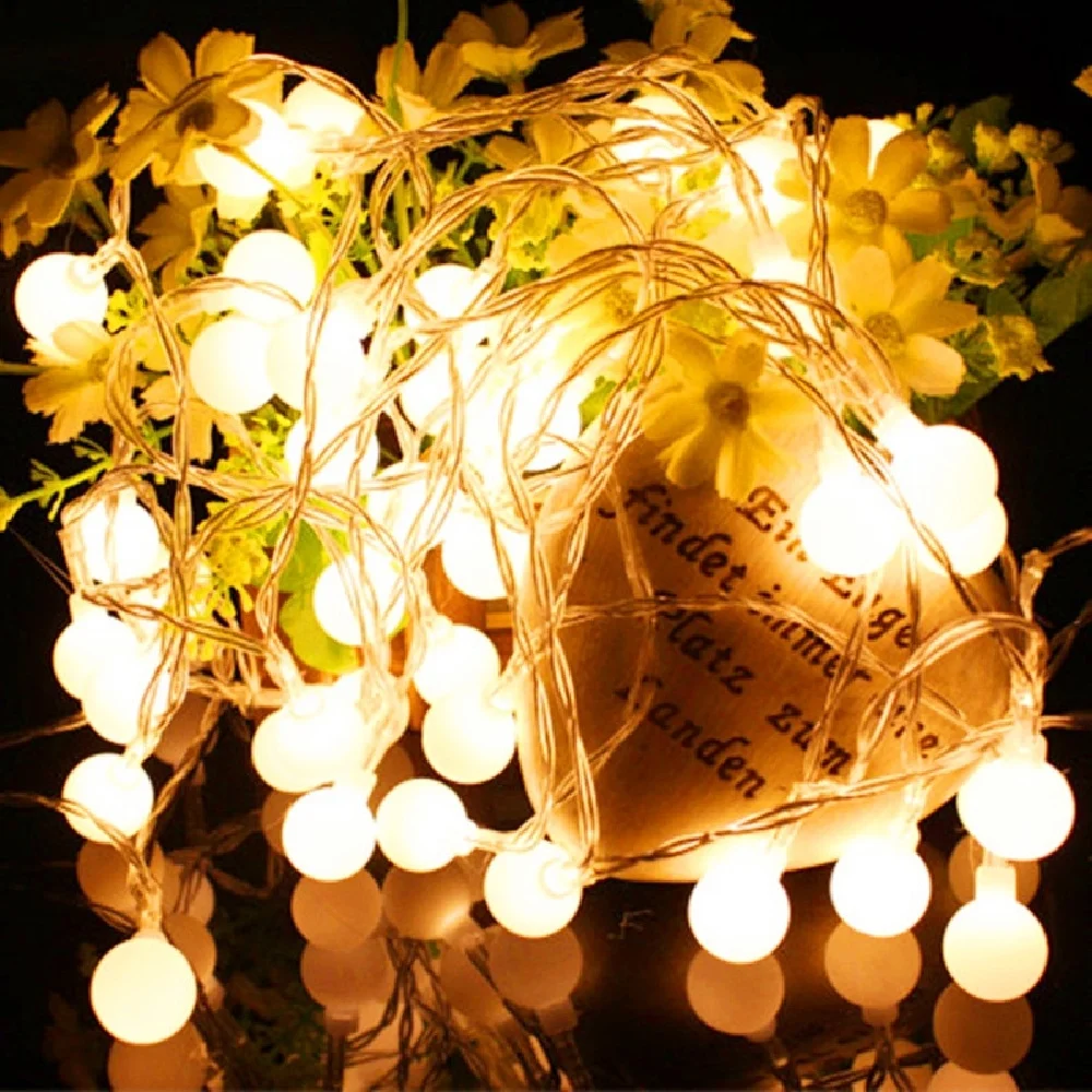 Lampu Tali LED 10M dengan USB/Baterai, Lampu Garland Bola untuk Dekorasi Luar Ruangan, Pernikahan, Taman, Natal