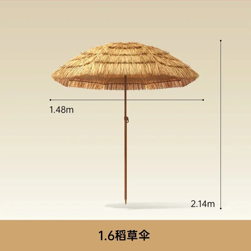 Outdoor parasol simulation grass thatch sun folding beach courtyard