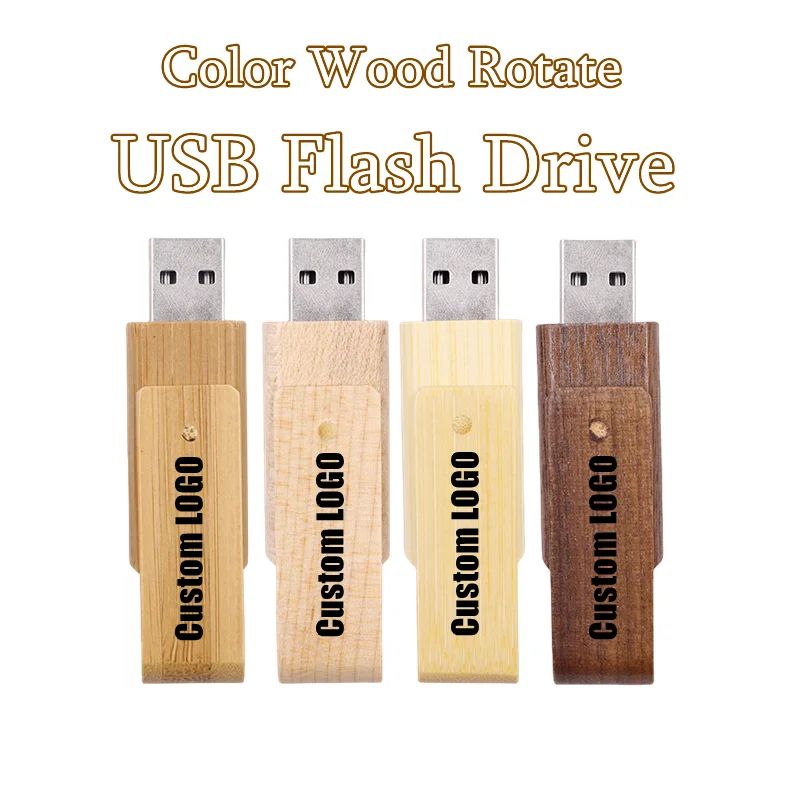 Free Custom Laser Engraving LOGO Color Wooden Clip USB2.0 Flash Drive 4GB 8GB 16GB 32GB 64GB 128GB Memory Stick