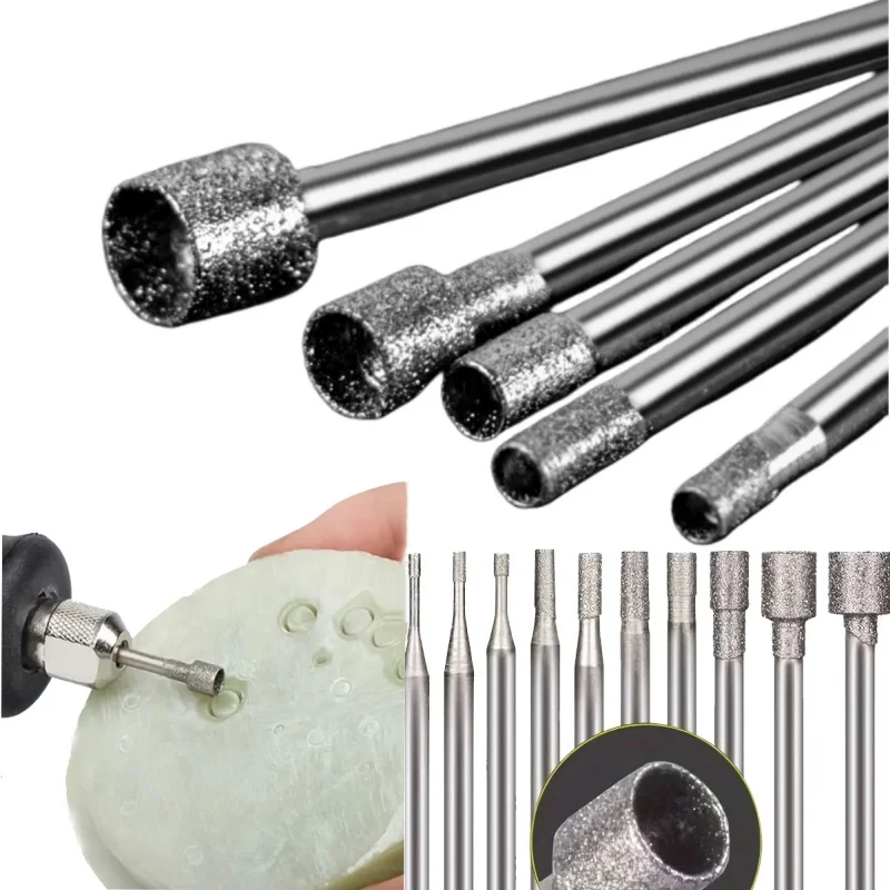 Hollow Cup Diamond Burr Set 3/32" Shank Stone & Jewelry Carving Bits for Rotary Tools - Jewelry Making Equipment Wholesale