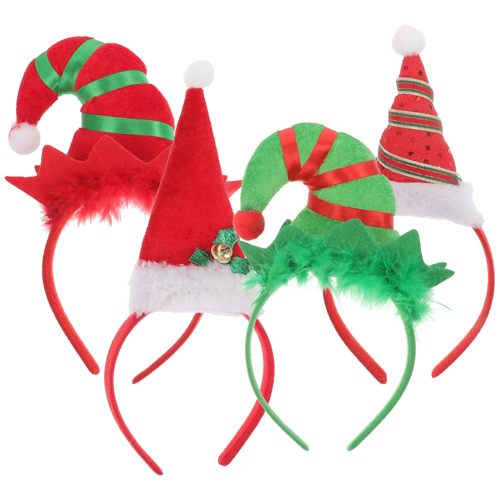 

4 Pcs Elf Hat Headband Holiday Headbands for Cute Decoration Headwear Festive Hair Party Ornaments Headgear Headpieces