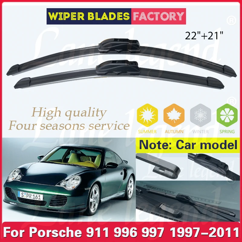 

Car Front Wiper Blade For Porsche 911 996 997 1997 - 2011 Soft Rubber Windshield Windscreen Wipers Car Accessories 22"+21"