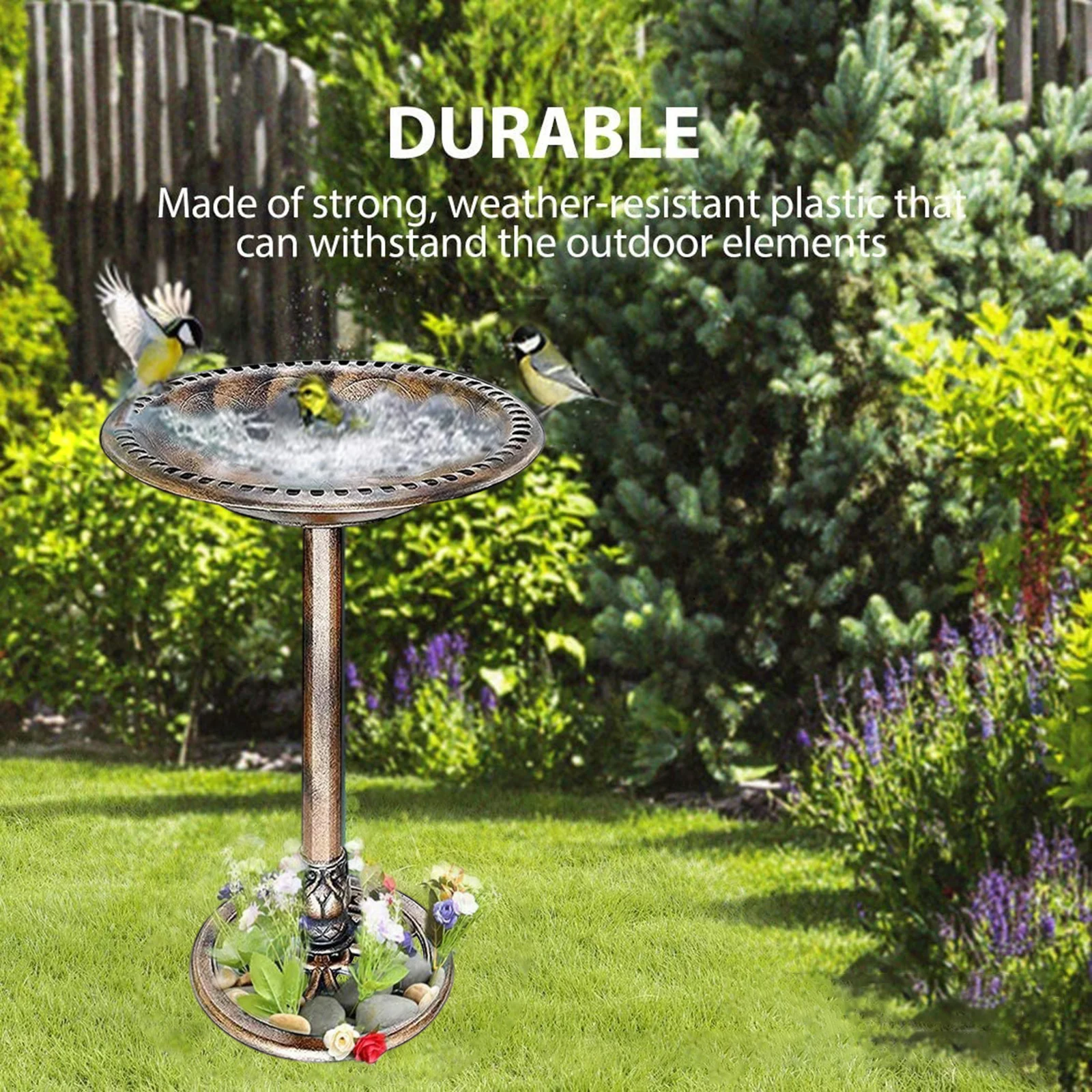 Pedestal Bird Bath Outdoor Garden Bird Bath Weather Resistant Standing for Balcony Courtyard Backyard Patio Housewarming Gift