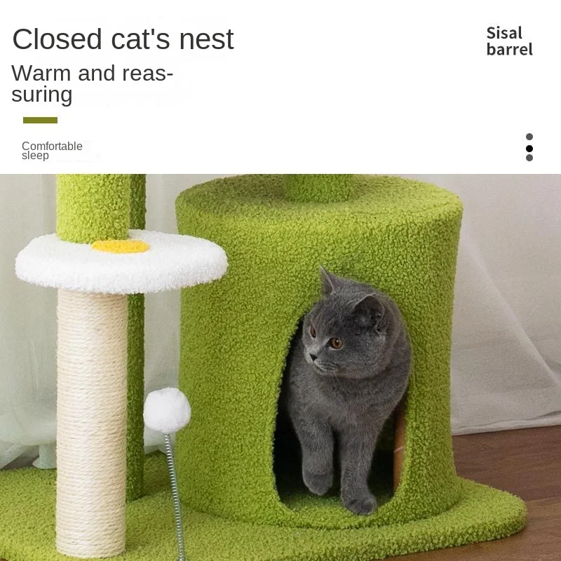 Cat Climbing Frame Integrated Cat Tree Tower Nest Through Sky Column Sisal Wear Resistant Pet Toys Jumping Cat Supplies