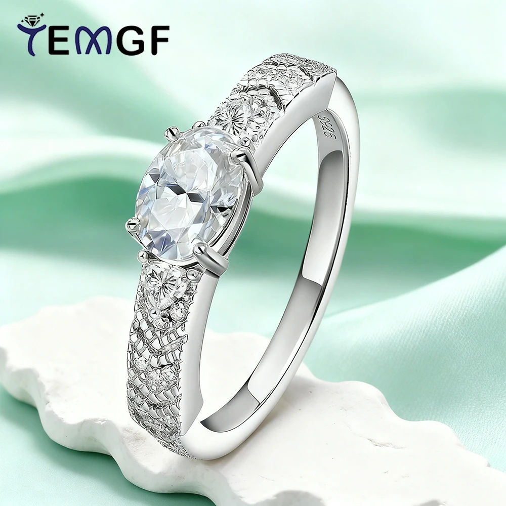 

TEMGF Full Moissanite Ring GRA Certification S925 Sterling Silver for Women luxury Fashion Sparkling Fine Jewelry Proposal Gifts