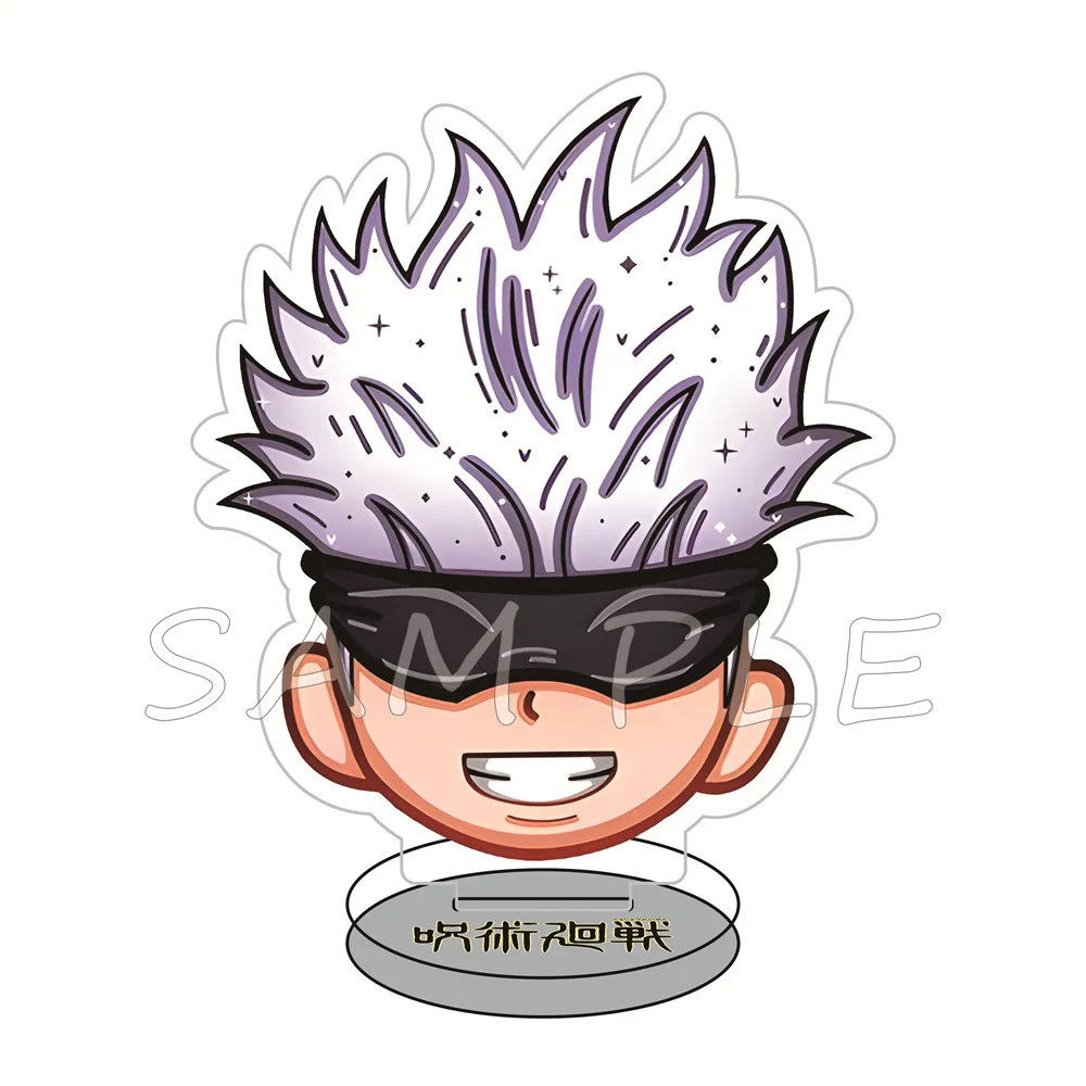 Jujutsu Kaisen 10cm Cute Chibi Head Acrylic Stand Figures Keychain Anime Desktop Tabletop Ornament Otaku Fans Collectible Gift