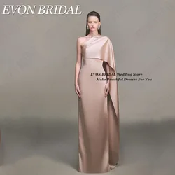 EVON BRIDAL One Shoulder Dubai Celebrity Red Carpet Dresses Mermaid Satin Floor Length Formal Evening Gown With Cape Zipper Back