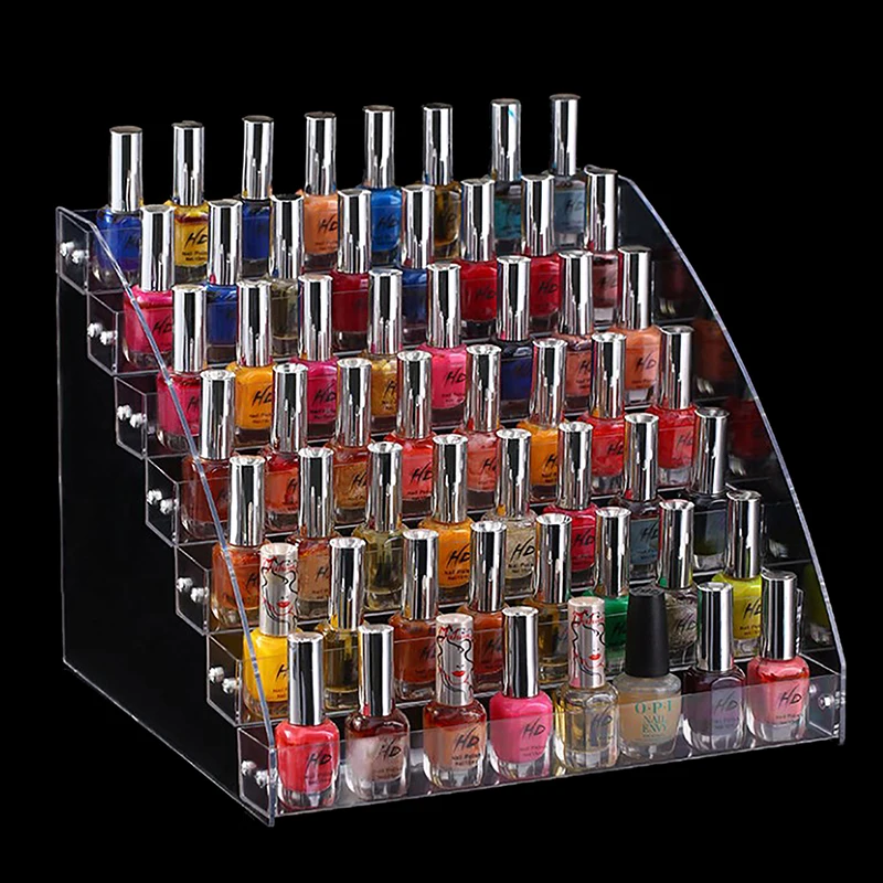 Organizador de exhibición de esmalte de uñas acrílico, soporte de exhibición de joyería, Cosméticos de manicura, caja de maquillaje de acrílico