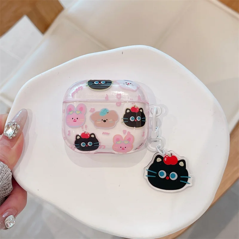 Cartoons Animal heads Case For Apple Airpods Pro 2 3 Cute Cover Silicone Headphone Charging Cases For Airpod 4 3 Pro2 Gen Funda
