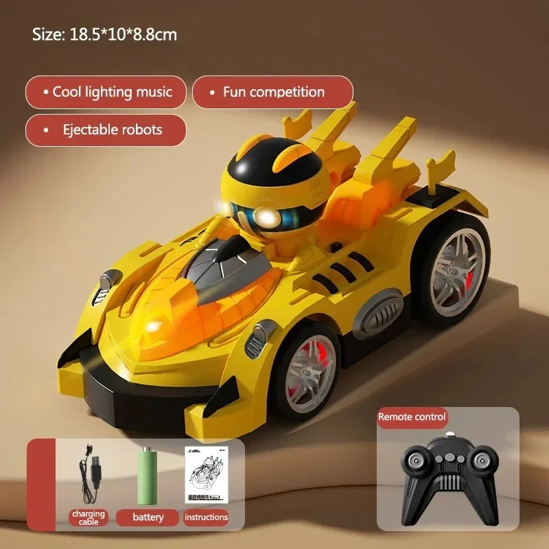 Carro de para-choque rc 2.4g, brinquedos carregáveis, controle remoto, carro de corrida de batalha, luz musical, brinquedo sensorial, robô de ejeção de colisão, presente para crianças