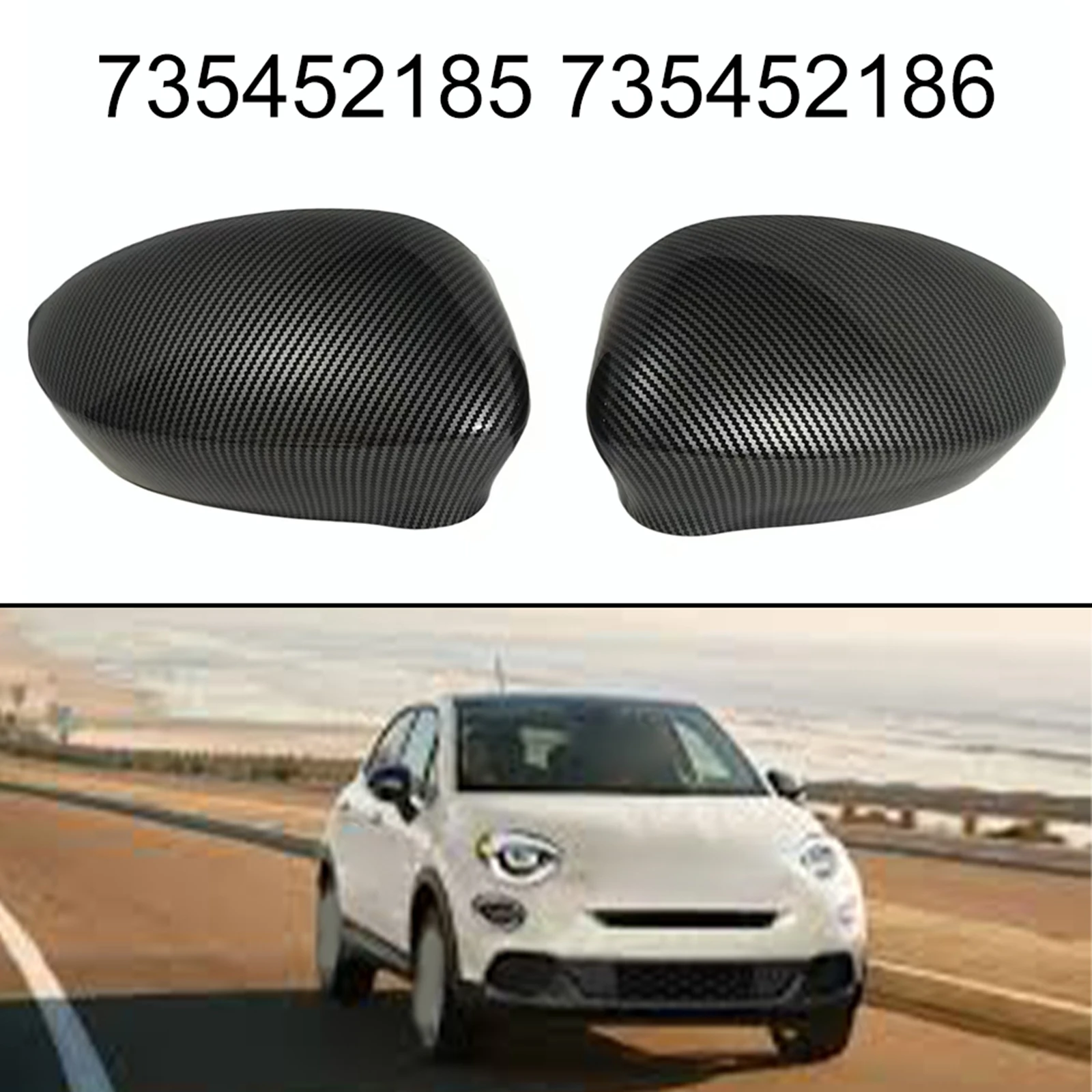 

Car Driver & Passenger Rearview Side Mirror Cap Carbon Pattern Wing Mirror Cover For Fiat 500 07-23 Car Accessories