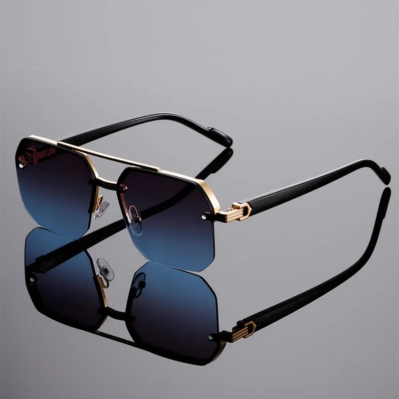 Mode vierkante semi-randloze zonnebrillen heren mode vintage gradient casual zonnebrillen luxe merk design outdoor zonnebrillen