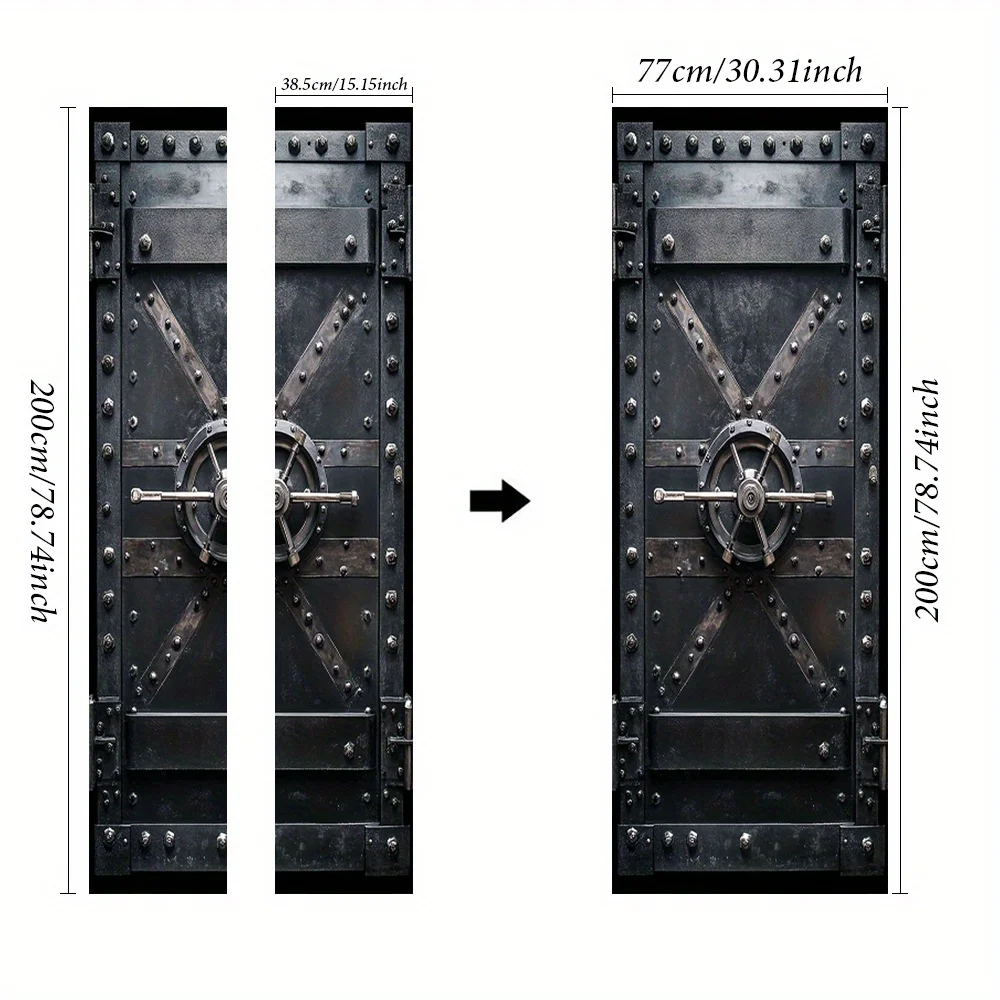 1 Industrial Safe Door Sticker - Self-Adhesive Metal Art Sticker with Locking Mechanism Design, Suitable for Bedroom, Living Roo