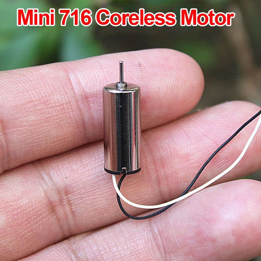 2PCS Mini 716 Coreless Motor DC 3.7V 40000RPM High Speed NdFeB Strong Magnetic Micro 7mm*16mm Coreless Motor RC Drone Model