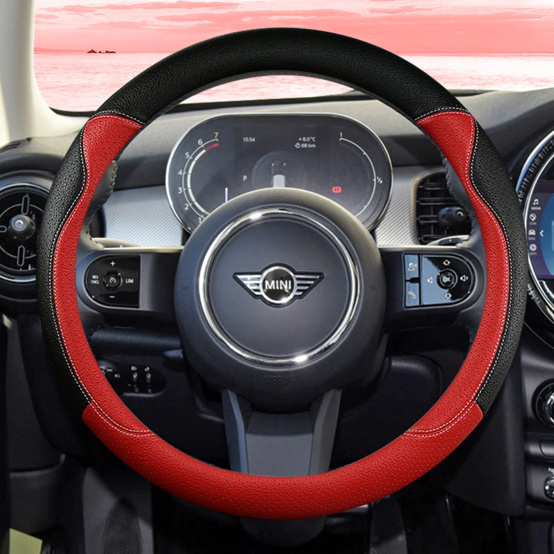 

Чехлы рулевого колеса автомобиля воловья кожа для Mini Clubman F54 F57 Cabrio F60 Electric F55/F56 универсальные 38 см дышащие автомобильные аксессуары