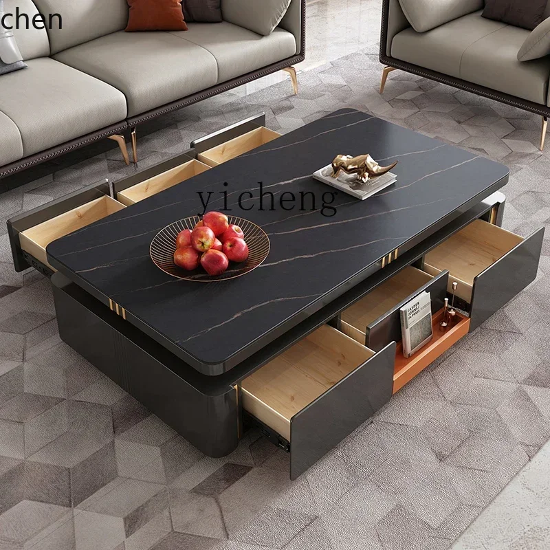 

b7- rock slab coffee table simple living room home high-end TV cabinet combination modern light luxury rectangular minimalist