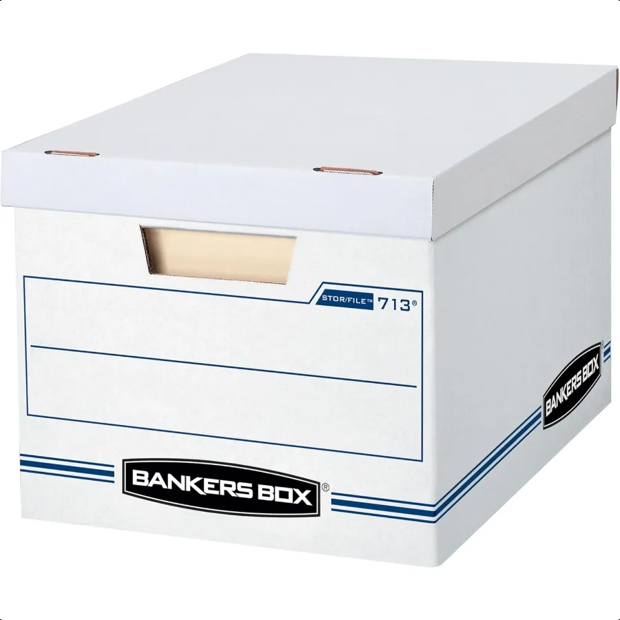 

6 Pack 0071303 STOR FILE Basic Duty File Storage Boxes Standard Assembly Liftoff Lid Letter Legal White Blue