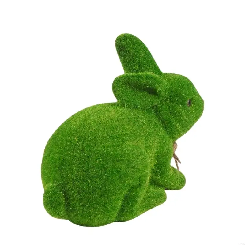   Flocking Rabbit Figurines Moss Rabbit Statue Sculpture Collectible Figurines