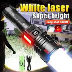 Rechargeable LED Flashlight White Laser 3000M High Power LED Torch Long Shot Super Powerful Flashlight Tactical Lantern