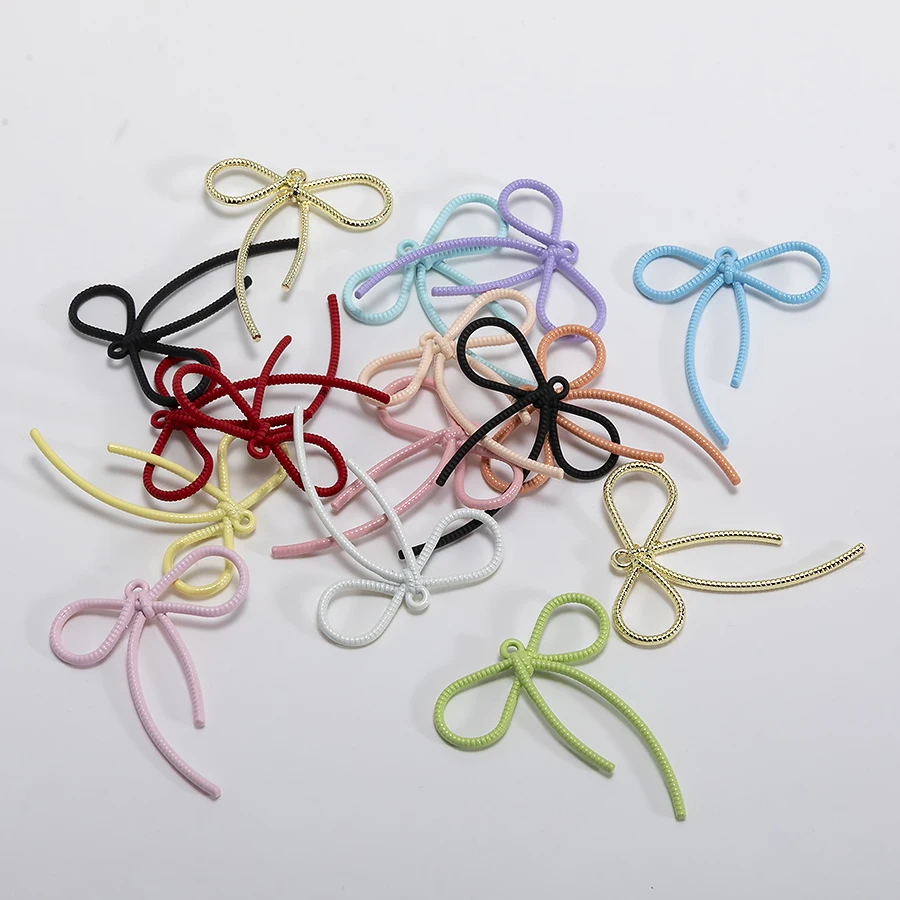 New 10pcs/lot Colorful Enamel Cute Bowknot Charms Multi-style Bow Pendant For DIY Necklaces Earrings Jewelry Making Accessories