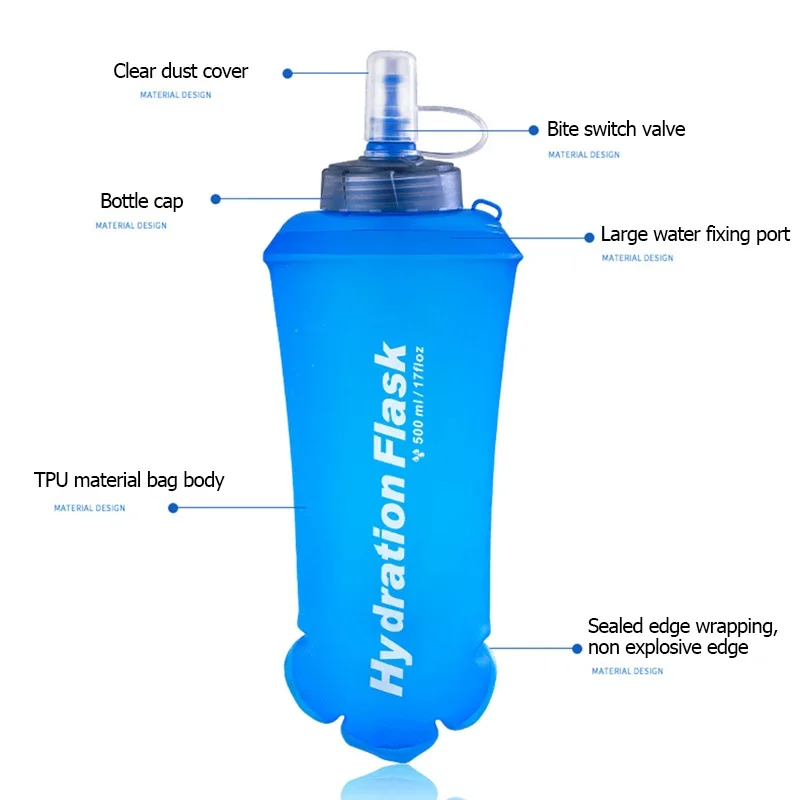 250ml 500ml 750ml Portable Folding Water Bottle Outdoor Sport Collapsible Soft Flask TPU For Cycling Running Camping Travelling - view 4