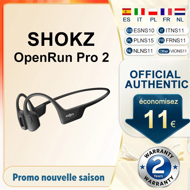 Image of Original SHOKZ OpenRun Pro 2 S820 Sportkopfhörer mit Knochenleitung, kabellos, Bluetooth 5.3, IP55 wasserdicht, 12 Stunden Spielzeit