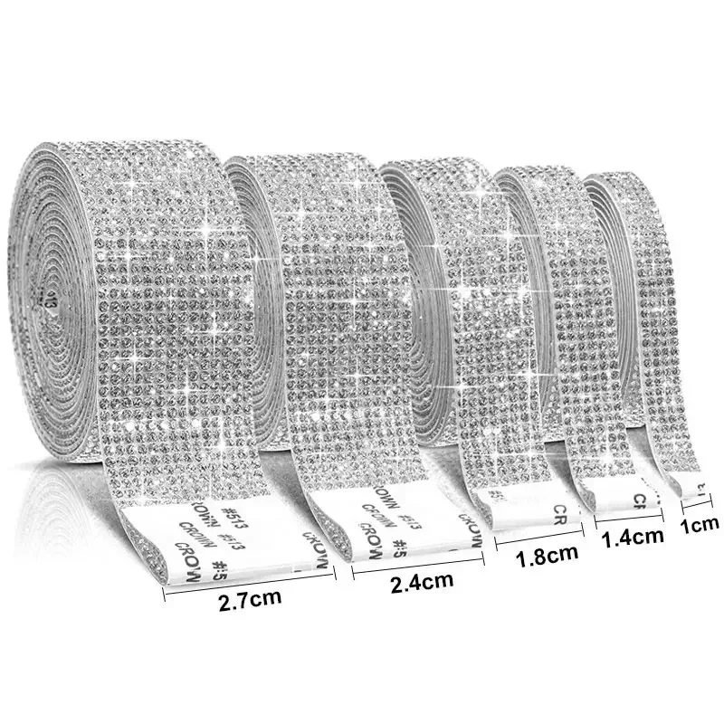 1 Roll Self-Adhesive Crystal Rhinestones Tape Crystal Diamond Mesh DIY Decoration Rhinestones Sticker for Crafts Cake Decoration