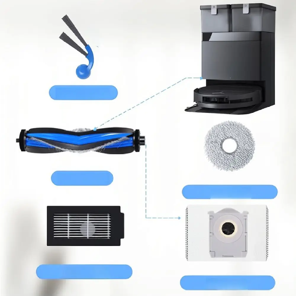 For Ecovacs N50 Robot Vacuum Cleaner Replacement Roller Brush Side Brush Mop Cloth Filter Dust Bag Maintenance Tool Kit