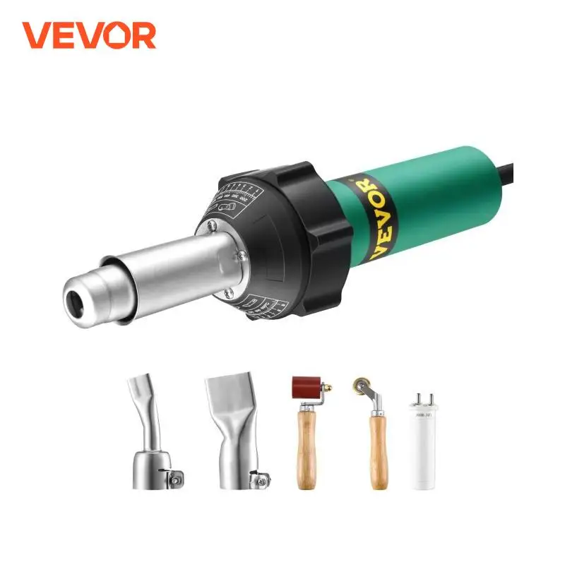 VEVOR Hot Air Plastic Welder 1600W Hot Welding Gun PVC Heat Gun Plastic Welding Roofing Kit with 2 Nozzles for PE/PVC Pipe Vinyl