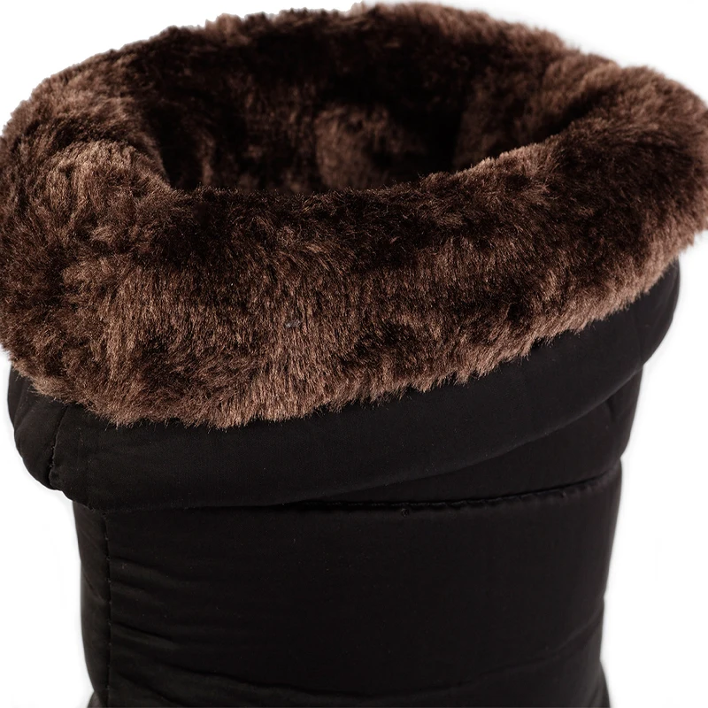 Bottes de neige mi-mollet imperméables pour femmes, fourrure, peluche, chaussures chaudes, pompon, noir, couple, mode, hiver