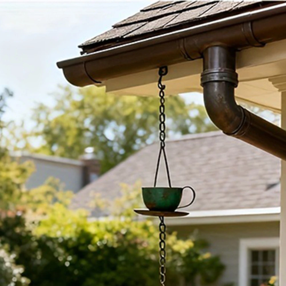 

Garden Decor Vintage Rain Chain Coffee Cup Decor Iron Construction Coffee Cup Design Rainwater Guide For Garden